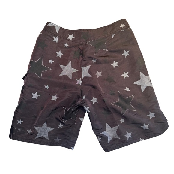 Rusty 2000’s Black and Silver Star Swim Trunks - Picture 2 of 5